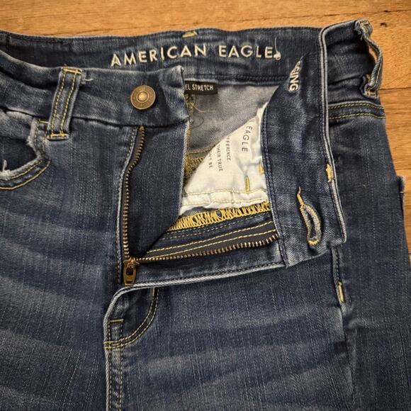 American Eagle Curvy Super Hi-Rise dark wash distressed jeggings size 0
 b13 - Picture 4 of 6